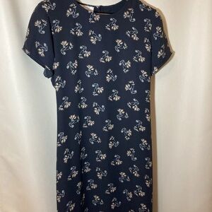 Silk Floral Midi Dress Black Lined Short Sleeve Back Zip